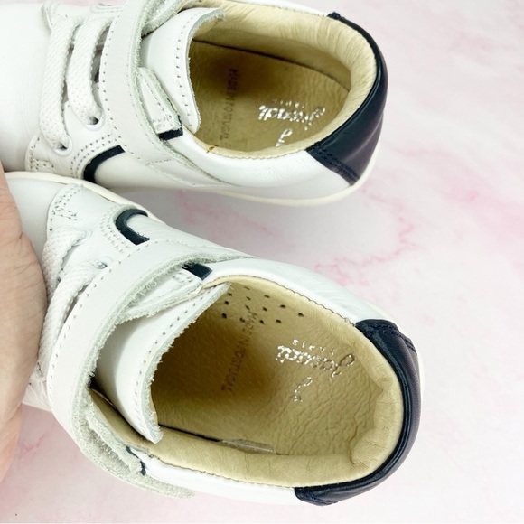 Jacadi Paris smooth leather trainers white and navy sneakers size 21 or 5 infant - Picture 8 of 11